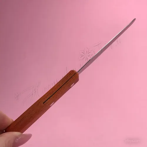 Шпатель нержавіючий для депіляції з дерев'яною ручкою Stanless steel China, 1 шт