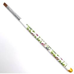 Пензлик мистецтв.плоська ручка в квіточку (біла, блакитна,чорна), 1 шт