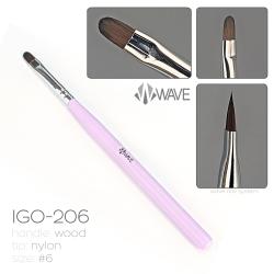 Wave Кисть овальная для геля IGO-206 (#6 Oval), деревянная ручка