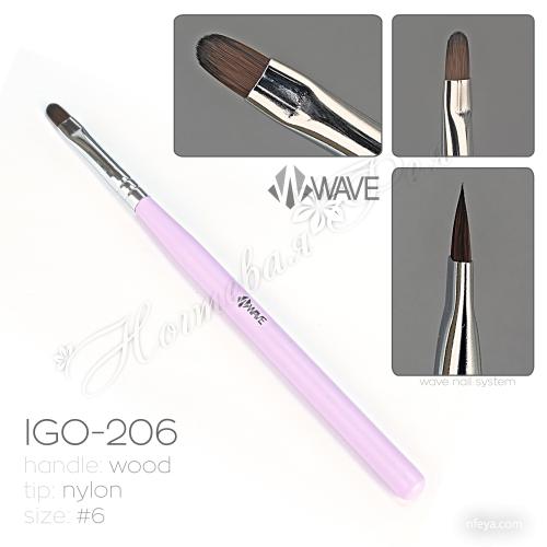 Wave Пензель овальний для гелю IGO-206 (#6 Oval), дерев'яна ручка