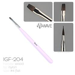 Wave Кисть плоская для геля IGF-204 (#4 Flat), деревянная ручка