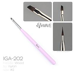 Wave Кисть скошенная для геля IGA-202, IGA-602 (#2 Angled), деревянная ручка