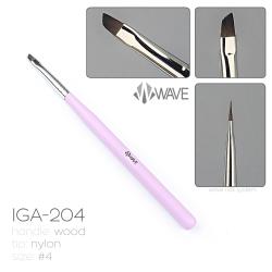Wave Кисть скошенная для геля IGA-204 (#4 Angled), деревянная ручка