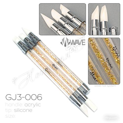Wave Кисть силиконовая одностороння GJ3-006, ручка с камнями, 1 шт.