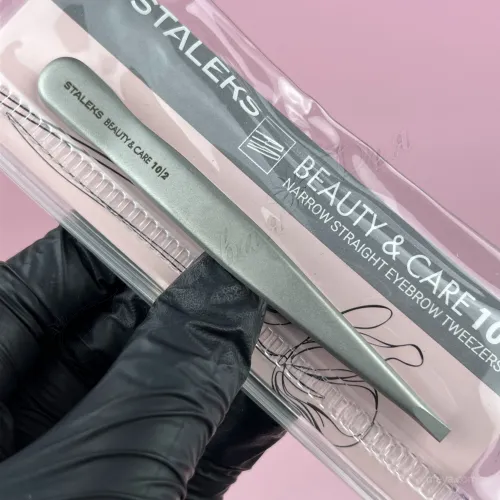 Staleks/Сталекс TBC-10/2  Пинцет для бровей BEAUTY & CARE 10 TYPE 2 (узкие прямые кромки), 1 шт