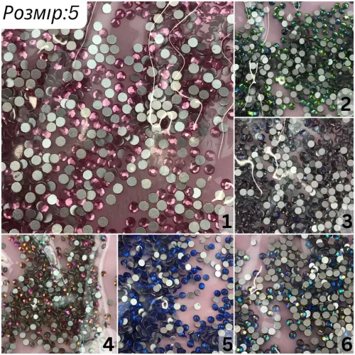 Стразы Kittytec цветные (1 цвет в пакете), 1440 шт стекло (SS3, SS5, SS8) colored rhinestones [688263]