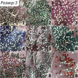 Стразы Kittytec цветные (1 цвет в пакете), 1440 шт стекло (SS3, SS5, SS8) colored rhinestones [688263]