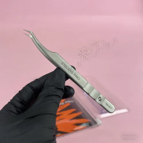 Staleks/Сталекс TE-41/7 Пинцет профессиональный для ресниц EXPERT 41 TYPE 7 (изогнут под углом 30 градусов)