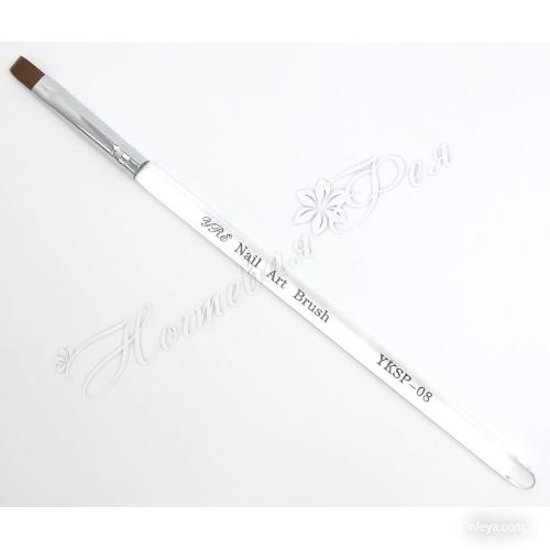 YRE Nail Art Brush YKSP-04,06,08 Кисть для геля прямая (прозрачная ручка), 1 шт