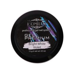 Komilfo Gel Premium Bright White Violet Универсальный гель для наращивания средней густоты, 15 г