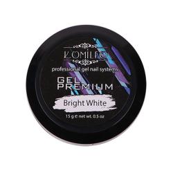 Komilfo Gel Premium Bright White Універсальний гель для нарощування середньої густоти, 15 г