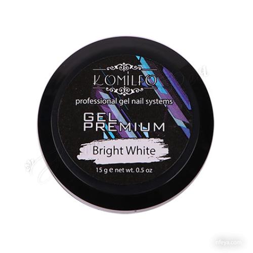 Komilfo Gel Premium Bright White Універсальний гель для нарощування середньої густоти, 15 г