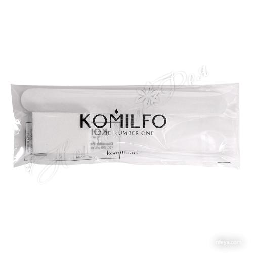 Komilfo одноразовий набір №2 пилочка 120/150 та баф 120/120 (білий)