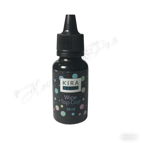 Kira Nails Wipe Top Coat Топ для гель-лака с липким слоем, без кисти, 30 мл