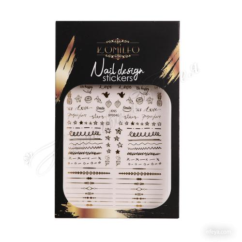 Komilfo Nail Design Sticke Наклейки (№G001-005 золото, №S001-005 серебро), 1 шт.