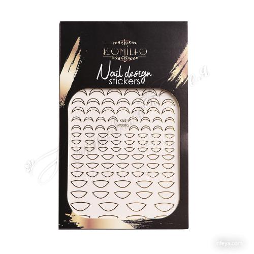 Komilfo Nail Design Sticke Наклейки (№G001-005 золото, №S001-005 серебро), 1 шт.