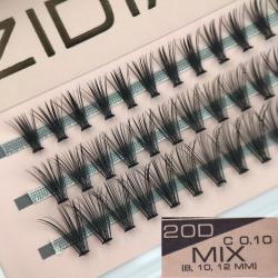 Zidia Вії 20D З 0,10 MIX (3 стрічки, розміри 8,10,12 мм)