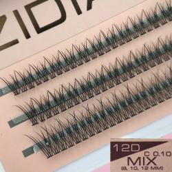 Zidia Ресницы 12D С 0,10  MIX (3 ленты, размеры 8,10,12 мм)