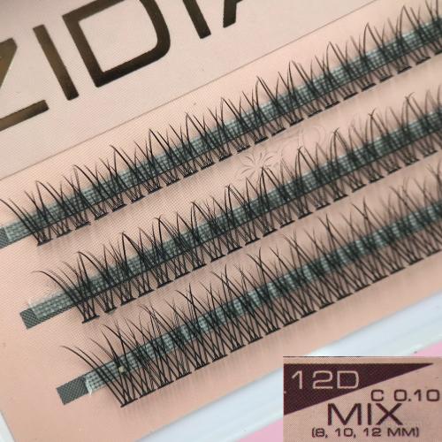 Zidia Ресницы 12D С 0,10  MIX (3 ленты, размеры 8,10,12 мм)
