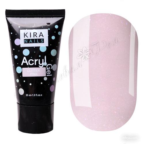 Kira Nails Acryl Gel Glitter Pink Акрил-гель, 30 мл