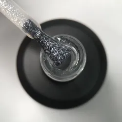 Nail Apex Top Silver Glitter Универсальный топ без липкого слоя с бело-серебристым шиммером, 15 г