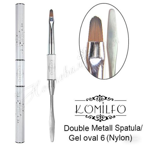 Komilfo Кисть Komilfo Double Metall Spatula/Gel K oval 6 (Nylon) (арт. 455046)