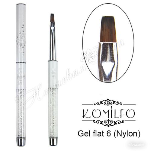 Komilfo Пензель Gel flat 6 (Nylon) (арт. 455021)