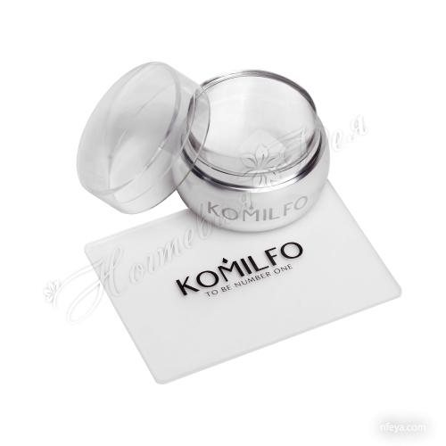 Komilfo набір штамп-лінза прозорий та скарпер 5х7 см, 1 шт