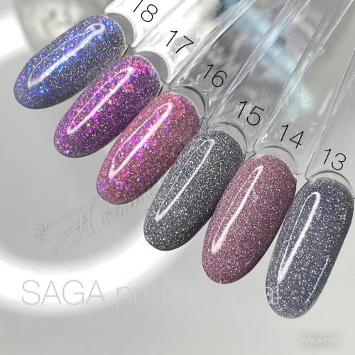 Saga Gel polish FIERY Гель-лак світловідбивний з блискітками, 8 та 9 мл