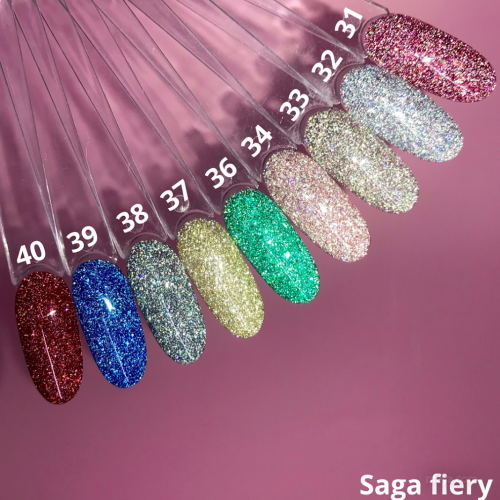 Saga Gel polish FIERY Гель-лак світловідбивний з блискітками, 8 та 9 мл