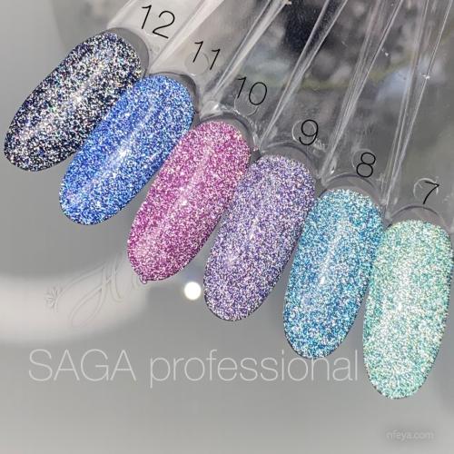 Saga Gel polish FIERY Гель-лак светоотражающий с блестками, 8 и 9 мл
