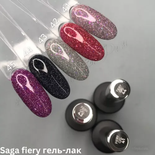 Saga Gel polish FIERY Гель-лак світловідбивний з блискітками, 8 та 9 мл