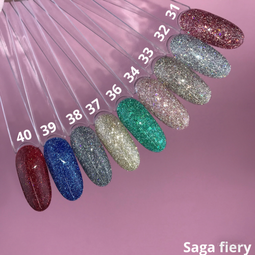 Saga Gel polish FIERY Гель-лак світловідбивний з блискітками, 8 та 9 мл