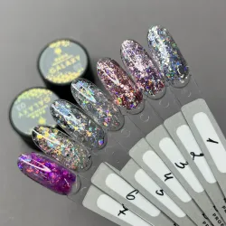 Saga Galaxy gel Гель для дизайна с шестигранниками, 8 мл