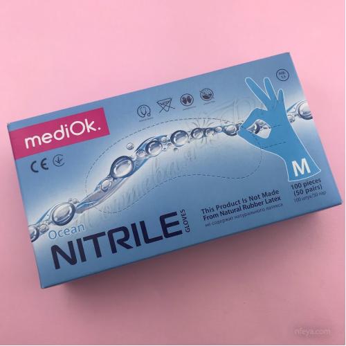MediOk Ocean Nitrile Перчатки нитриловые голубые, 100 шт