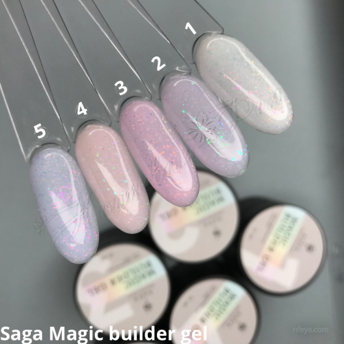Saga Magic Builder gel Гель для наращивания с разноцветной поталью,  15 мл