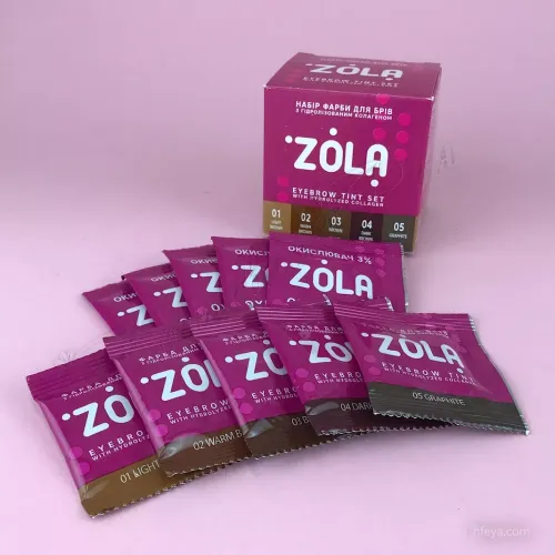ZOLA Набір фарб для брів з колагеном у саші Eyebrow Tint With Collagen 5x5ml (5 кольорів)