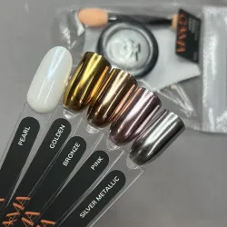 GaMa Mirror Powder Втирка (Pearl, Bronze, Golden, Pink, Silver metallik), 0,3-0,5 г