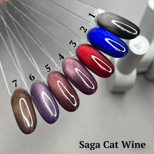 Saga WINE cat Гель-лак с эффектом кошачьего глаза, 10 мл