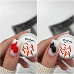GaMa Relief Gel (Black,Blue,Grey,Green,Lilak,Red,White,Yellow) Паста для объемных дизайнов, 5 г