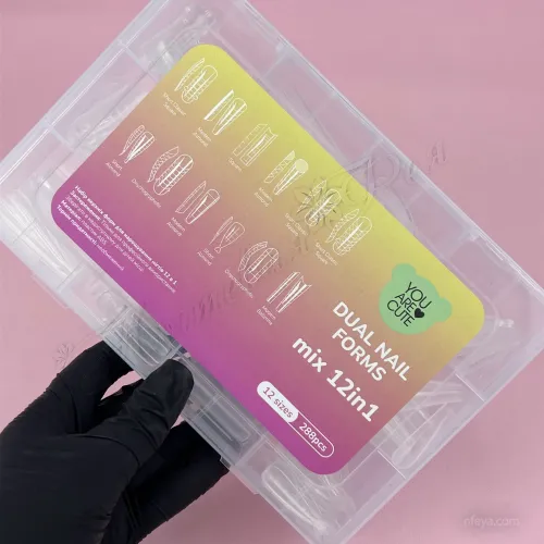 YAC Dual Nail Forms mix Набір верхніх форм для нарощування 12 в 1