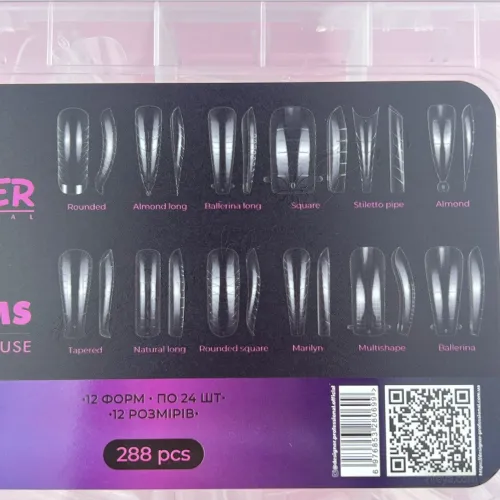 Designer Poligel Nail forms Верхние формы SET-D (12 форм), 288 шт